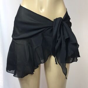 Lago Mar Black Solid Color Tie Sarong. Made in USA. New With Tags